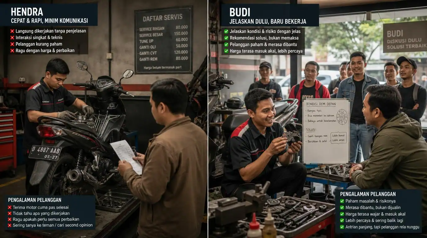 Perbandingan mekanik yang langsung bekerja tanpa penjelasan vs mekanik yang menjelaskan dulu